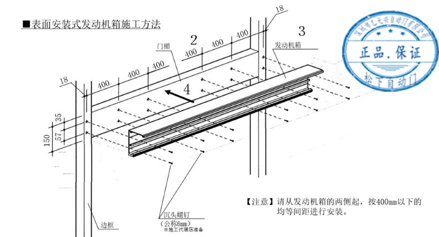 自動(dòng)門發(fā)動(dòng)機(jī)箱安裝示意圖 自動(dòng)門發(fā)動(dòng)機(jī)箱安裝示意圖